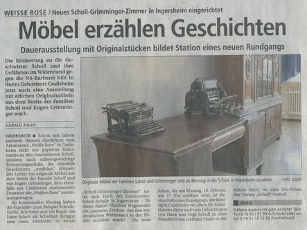 Eröffnung Scholl-Grimminger-Zimmers im Hohenloher Tagblatt